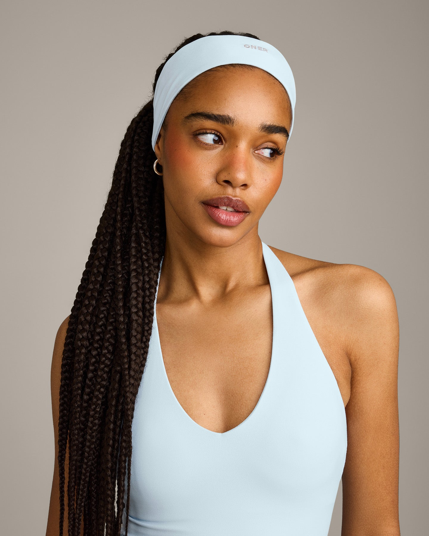 SoftMotion™ Headband with Grey Logo | Cloud Blue