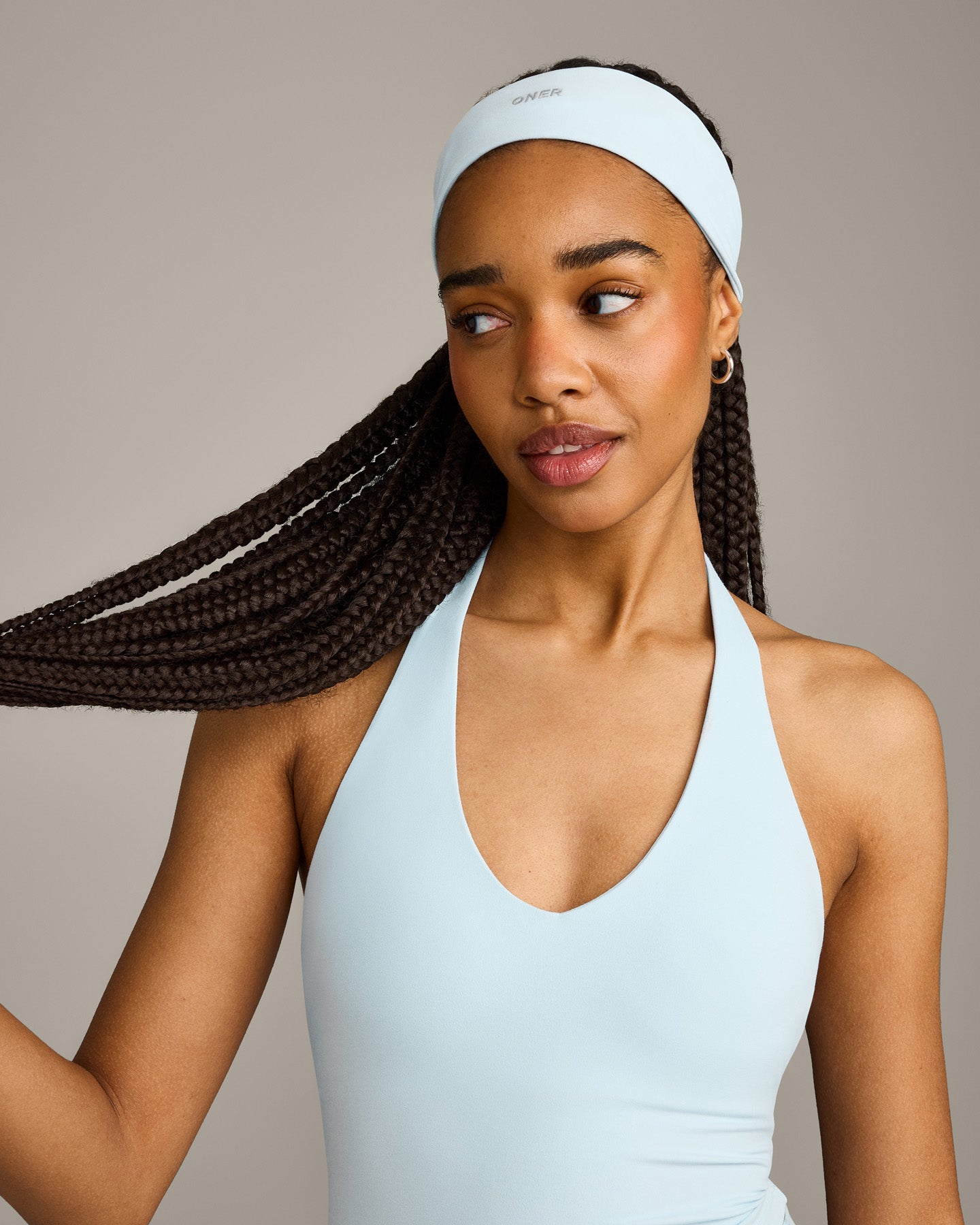 SoftMotion™ Headband with Grey Logo | Cloud Blue