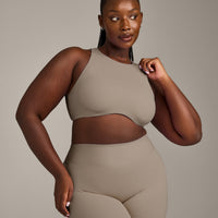 SoftMotion™ High Neck Sports Bra with Grey Logo | Minky