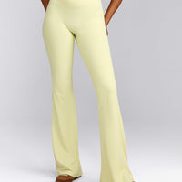 SoftMotion™ Flared Pants with Gray Logo | Pastel Yellow