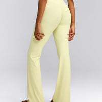SoftMotion™ Flared Pants with Gray Logo | Pastel Yellow