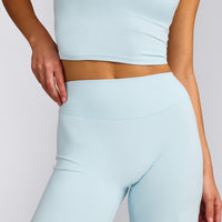 SoftMotion™ Straight Leg Pants with Gray Logo | Cloud Blue