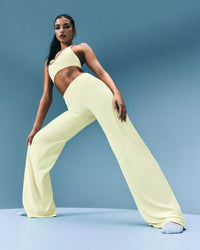 SoftMotion™ Straight Leg Bottoms with Grey Logo | Pastel Yellow