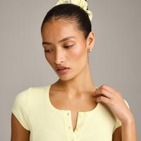 SoftMotion™ Scrunchie with Grey Logo | Pastel Yellow