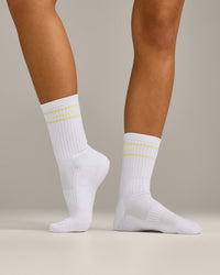 Varsity Stripe Long Crew Socks 1 Pack | Pastel Yellow