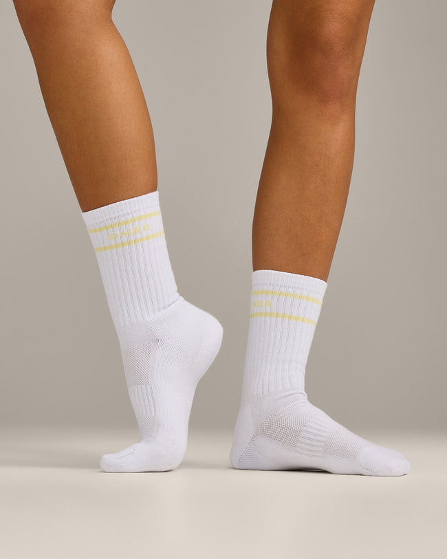 Varsity Stripe Long Crew Socks 1 Pack | Pastel Yellow