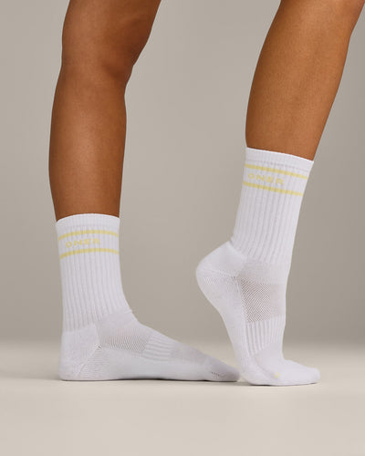 Varsity Stripe Long Crew Socks 1 Pack | Pastel Yellow
