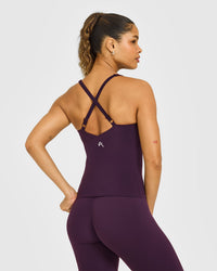 Unified V Neck Cross Back Vest White Logo | Blackberry Purple