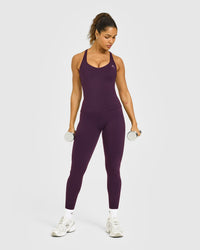 Unified V Neck Cross Back Vest White Logo | Blackberry Purple