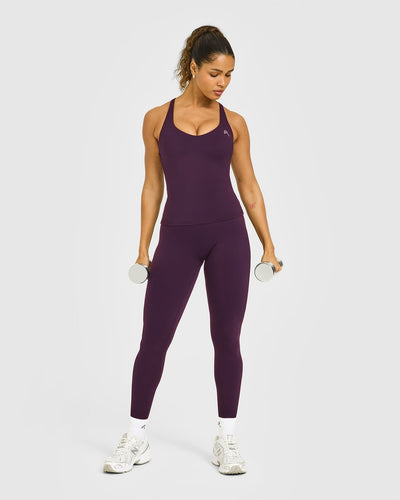 Unified V Neck Cross Back Vest White Logo | Blackberry Purple