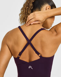 Unified V Neck Cross Back Vest White Logo | Blackberry Purple