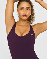 Unified V Neck Cross Back Vest White Logo | Blackberry Purple