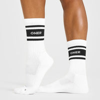 Varsity Long Crew Socks 1 Pack | White/Black