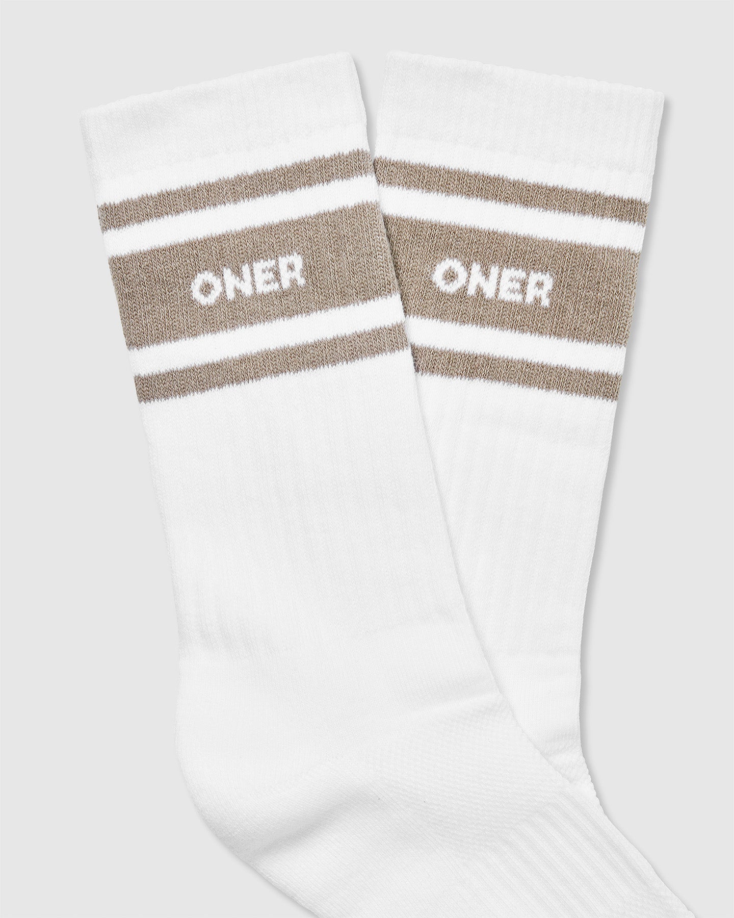 Varsity Long Crew Socks 1 Pack | White/Moss Brown