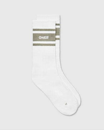 Varsity Long Crew Socks 1 Pack | White/Sage