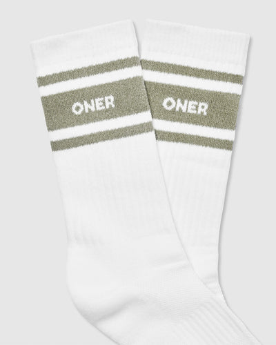Varsity Long Crew Socks 1 Pack | White/Sage