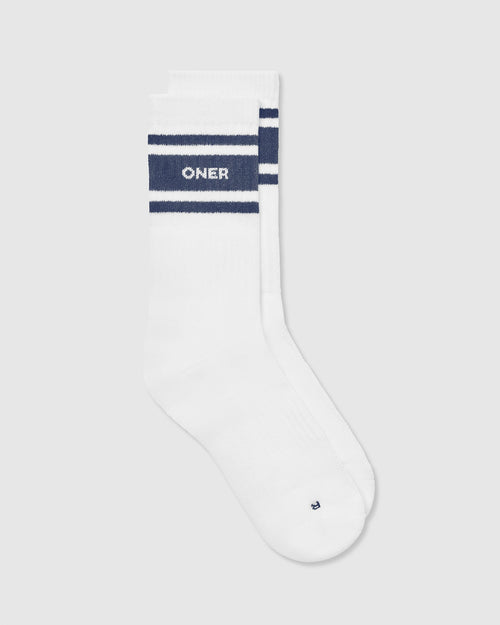 Oner Modal Varsity Long Crew Socks 1 Pack | White/True Blue