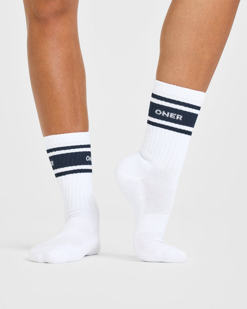 Varsity Long Crew Socks 1 Pack | White/True Blue