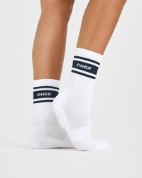 Varsity Long Crew Socks 1 Pack | White/True Blue
