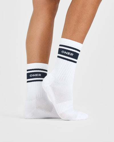 Varsity Long Crew Socks 1 Pack | White/True Blue