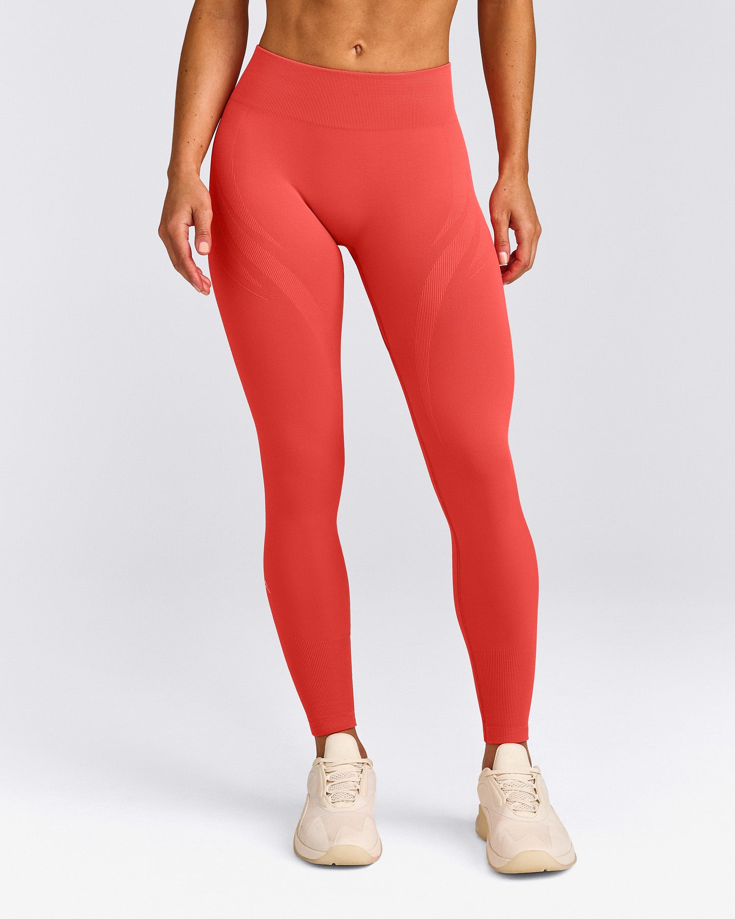 EnhanceLift™ Seamless Leggings with Grey Logo | Dark Charged Coral