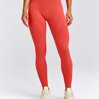 EnhanceLift™ Seamless Leggings with Grey Logo | Dark Charged Coral