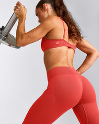 EnhanceLift™ Seamless Leggings with Grey Logo | Dark Charged Coral