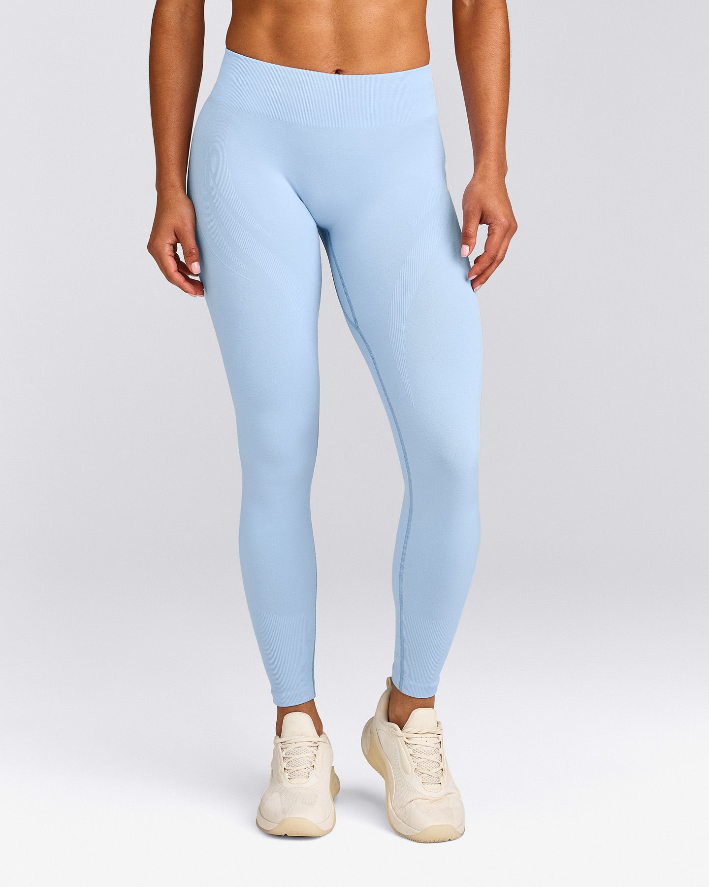 EnhanceLift™ Seamless Leggings with Grey Logo | Powdered Blue