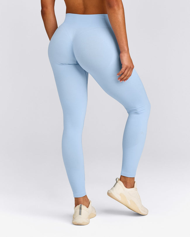 EnhanceLift™ Seamless Leggings with Grey Logo | Powdered Blue