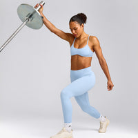 EnhanceLift™ Seamless Leggings with Grey Logo | Powdered Blue