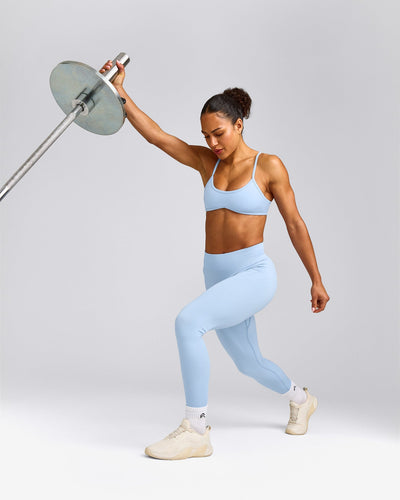 EnhanceLift™ Seamless Leggings with Grey Logo | Powdered Blue