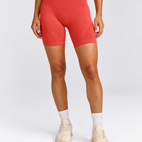 EnhanceLift™ Seamless Shorts with Grey Logo | Dark Charged Coral