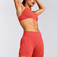 EnhanceLift™ Seamless Shorts with Grey Logo | Dark Charged Coral