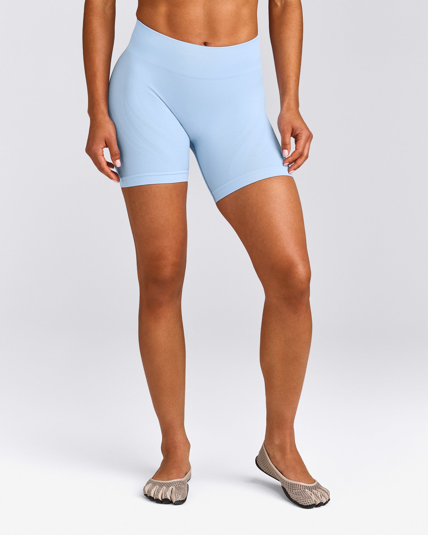 EnhanceLift™ Seamless Shorts with Grey Logo | Powdered Blue