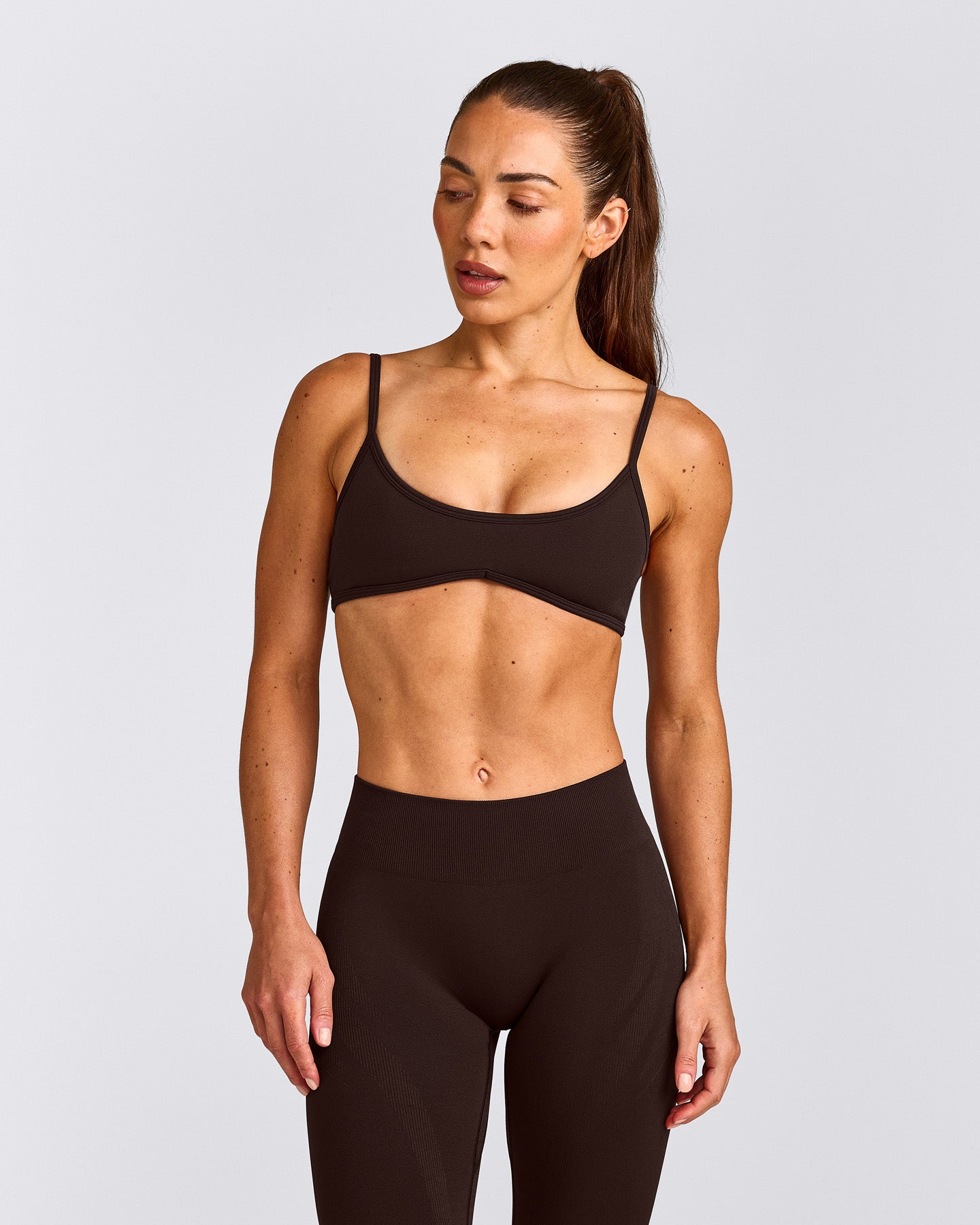 EnhanceLift™ Seamless Minimal Bralette with Grey Logo | 70% Cocoa