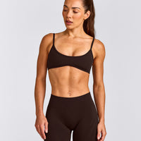 EnhanceLift™ Seamless Minimal Bralette with Grey Logo | 70% Cocoa