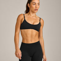 EnhanceLift™ Seamless Minimal Bralette with Grey Logo | Black