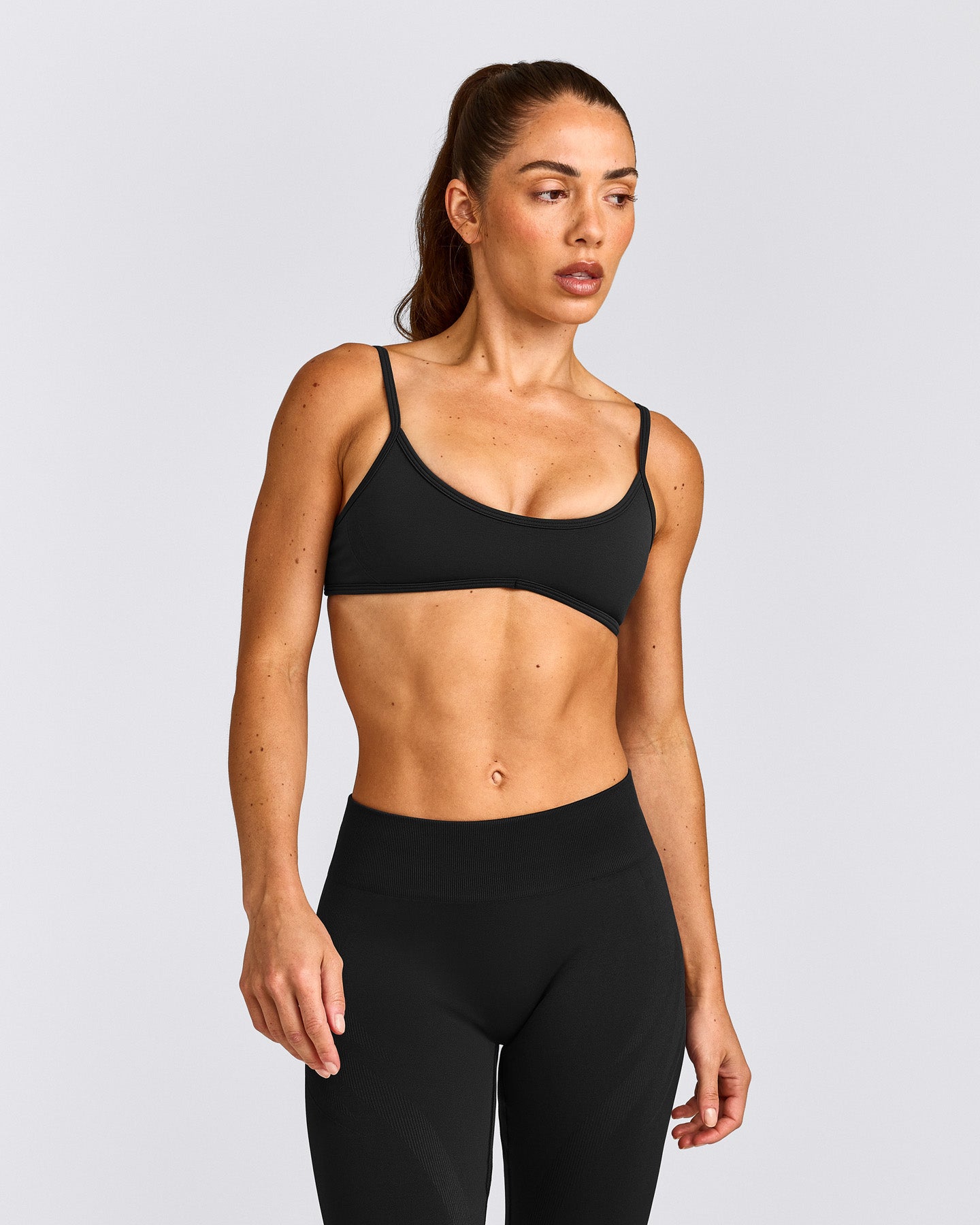 EnhanceLift™ Seamless Minimal Bralette with Grey Logo | Black