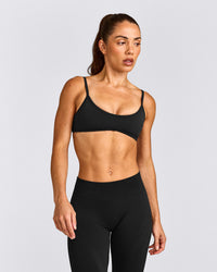 EnhanceLift™ Seamless Minimal Bralette with Grey Logo | Black
