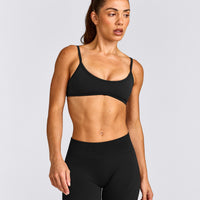 EnhanceLift™ Seamless Minimal Bralette with Grey Logo | Black