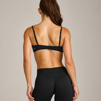 EnhanceLift™ Seamless Minimal Bralette with Grey Logo | Black