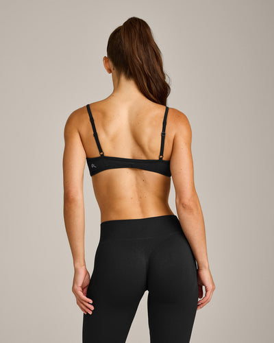 EnhanceLift™ Seamless Minimal Bralette with Grey Logo | Black
