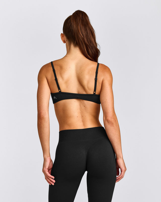 EnhanceLift™ Seamless Minimal Bralette with Grey Logo | Black