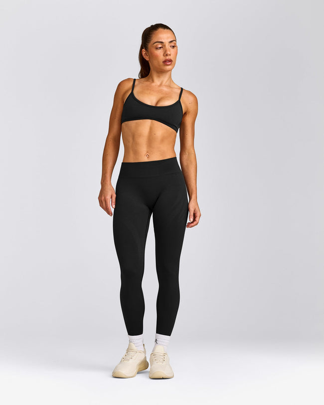 EnhanceLift™ Seamless Minimal Bralette with Grey Logo | Black