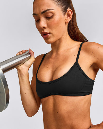 EnhanceLift™ Seamless Minimal Bralette with Grey Logo | Black