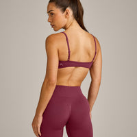 EnhanceLift™ Seamless Minimal Bralette with Grey Logo | Burnt Maroon Red