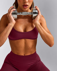 EnhanceLift™ Seamless Minimal Bralette with Grey Logo | Burnt Maroon Red