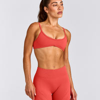 EnhanceLift™ Seamless Minimal Bralette with Grey Logo | Dark Charged Coral