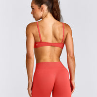 EnhanceLift™ Seamless Minimal Bralette with Grey Logo | Dark Charged Coral