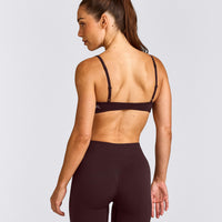EnhanceLift™ Seamless Minimal Bralette with Grey Logo | Plum Brown